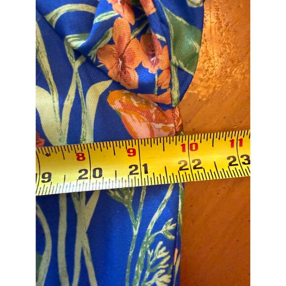 J. McLaughlin Lille Silk Tiered Midi Dress Madeira Flora Blue Size Large NWOT - Picture 9 of 10
